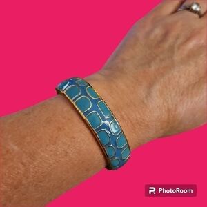 Fornash Teal Enamel Mod Clamper Mermaidcore Bracelet